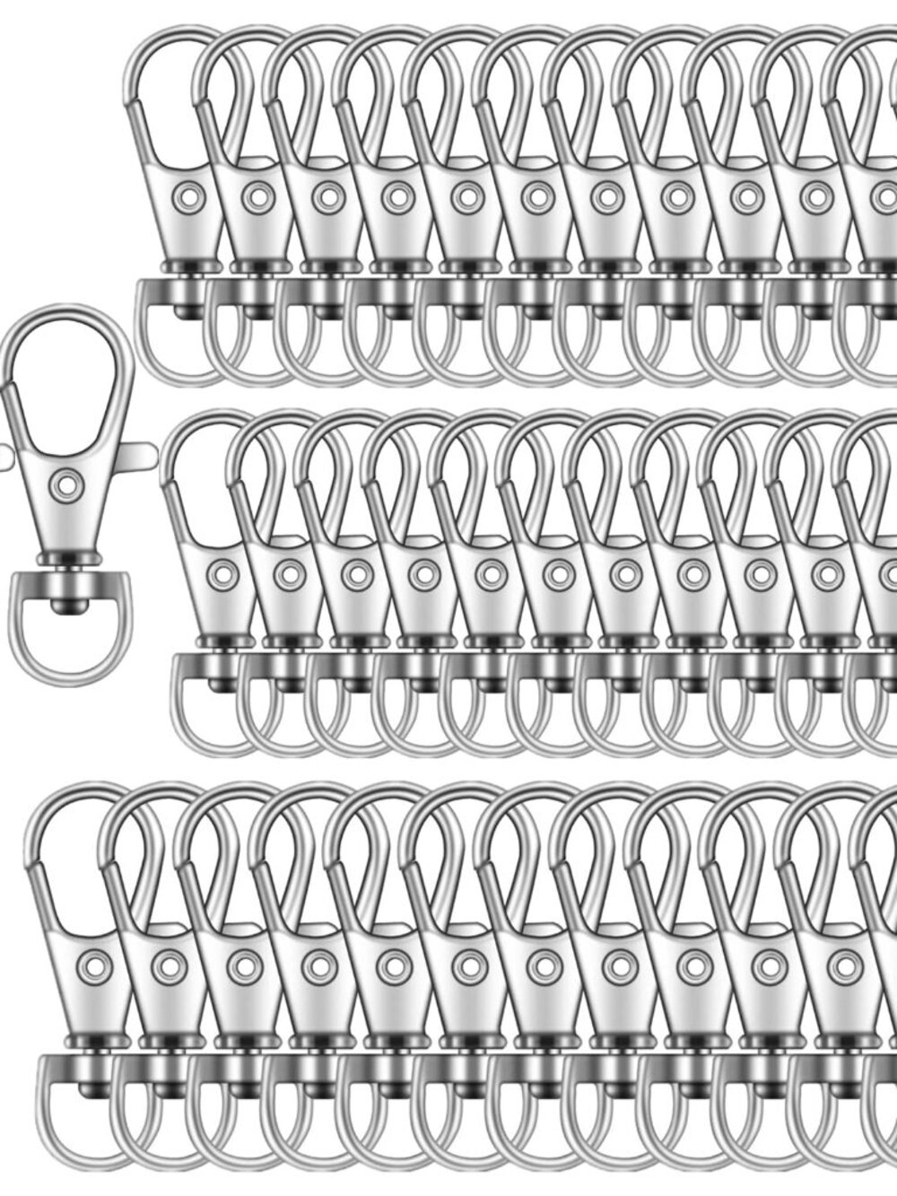100PCS Key Chain Clip Hooks, Swivel Clasps Lanyard Snap Hook, Keychain Hooks for